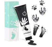 Sortnic 75ml Black Baby Hand and Footprint Ink Kit, Baby Handprint Footprint Paint, Dog Cat Paw Print Kit, Washable, Non Toxic Acid-Free, Safe Gentle for Home Christmas New Year DIY Keepsake Stamp