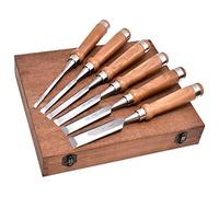 SORTZ 6pcs Wood Chisel Set For Woodworking CRV Steel With Walnut Handle In Wooden Premium Box