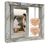 soruney Rotating Wood Engagement Photo Frame Gift for Couples Present | Let the Adventure Begin - He Asked She Said Yes, Newly Engaged, Just Engaged, Dis Two 15x10 cm