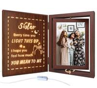 soruney Sister Light Up Photo Frame, Rotating Wood Gift for Soul Sissy | Vibrant Lighted Text; Holds 2 Vertical 4x6 Photos; Premium Look & Feel; Commemorative Holiday Present; Chic Desk Accessory.