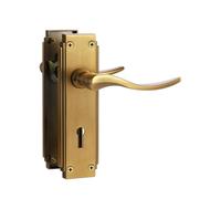 SORWDUERM 1 Pair Hanoverian Scroll Antique Brass Internal Door Handles,Short Lock Lever Set for Interior Wooden Doors,Fits Standard UK Door,Zinc Alloy