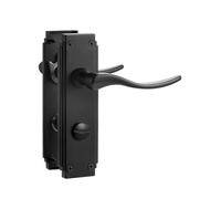 SORWDUERM 1 Pair Hanoverian Scroll Black Internal Door Handles,Short Bathroom Lever Set for Interior Wooden Doors,Fits Standard UK Door,Zinc Alloy