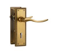 SORWDUERM 1 Pair Victorian Scroll Antique Bronze Internal Door Handles,Short Lock Lever Set for Interior Wooden Doors,Fits Standard UK Door,Zinc Alloy
