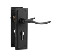 SORWDUERM 1 Pair Victorian Scroll Black Internal Door Handles,Short Euro Lock Lever Set for Interior Wooden Doors,Fits Standard UK Door,Zinc Alloy