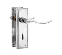 SORWDUERM 1 Pair Victorian Scroll Polished Chorme Internal Door Handles,Short Lock Lever Set for Interior Wooden Doors,Fits Standard UK Door,Zinc Alloy