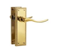 SORWDUERM 1 Pair Victorian Scroll Pvd Gold Internal Door Handles,Short Latch Lever Set for Interior Wooden Doors,Fits Standard UK Door,Zinc Alloy