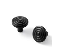 SORWDUERM 2 Pack Black Cabinet Knobs Brass Kitchen Solid Round Dresser Drawer Knobs Simple Cabinet Hardware for Cupboard Drawer Pulls Zinc Alloy