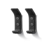 SORWDUERM 2 Pack Black Leather Coat Hooks Wall for Hanging Rectangle Coat Hooks for Hanging Robe Towels Bags Hats Scarf Keys Clothes Suitable for Bedroom, Entryway and Closet