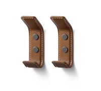 SORWDUERM 2 Pack Brown Leather Coat Hooks Wall for Hanging Rectangle Coat Hooks for Hanging Robe Towels Bags Hats Scarf Keys Clothes Suitable for Bedroom, Entryway and Closet