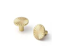 SORWDUERM 2 Pack Brushed Gold Cabinet Knobs Brass Flat Drawer Pulls Kitchen Cupboard Bathroom Dresser Cabinet Hardware Handles Zinc Alloy