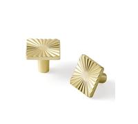 SORWDUERM 2 Pack Brushed Gold Cabinet Knobs Brass Flat Drawer Square Pulls Kitchen Cupboard Bathroom Dresser Cabinet Hardware Handles Zinc Alloy