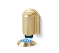 SORWDUERM 2 Pack Brushed Gold Magnetic Door Stopper,Floor Mounted Door Catch,Invisible Doorstop with Adhesive & Screw Fixings Dual Installation,Zinc Alloy