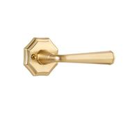 SORWDUERM 2 Pack Brushed Gold Passage Door Handles Satin Brass Interior Closet Hallway Interior Vintage Door Levers