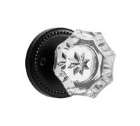 SORWDUERM Black Door Knobs Crystal Door Knob Passage Door Knobs Matte Black Interior Glass Door Knob for Hall and Closet 1 Pack