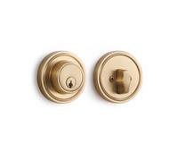 SORWDUERM Champagne Bronze Deadbolt Keyed Single Lock Keys Cylinder Handleset Front Entry Interior Exterior Door Deadbolts 1 Pack