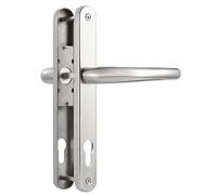 SORWDUERM Polished Chrome Door Handles Set 92mm PZ Centres 122mm Screw Hole Distance 220mm Backplate Length Replacement Door Lever for UPVC Composite Timber Door Stainless Steels