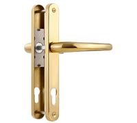 SORWDUERM Pvd Gold Door Handles Set 92mm PZ Centres 210mm Screw Hole Distance 240mm Backplate Length Replacement Door Lever for UPVC Composite Timber Door Stainless Steels