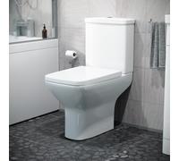 Sory Rimless Close Coupled WC Toilet Pan, Cistern and Slim Soft Close Seat