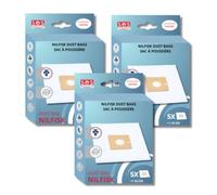 SOS Accessoire Pack of 3 Boxes of 5 Bags with 1 Pre Filter Cut/Compact/GO/Force for Nilfisk 78602600, 22422400 Vacuum Cleaner
