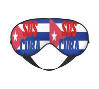 SOS Cuba Flag Eye Mask Sleep Mask Light BlockBlindfold Night Eyes Cover Soft Pressure-Free Eyeshade with Elastic Strap for Home Travel Office Nap Yoga