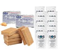 SOS Food Lab Emergency Provision Value Pack- 2 Food Ration 1200 Calorie Bars (Shortbread Cookie) PLUS 12 Water Pouches - Ready to Eat Supply for Camping, Hiking, Disaster Preparedness- 5 Yr Shelf life