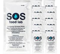 SOS Food Lab Emergency Water Pouches (12 Count, 4.2 Fl Oz Each) - Triple Purified, UV Sterilized Filtered Drinking Water for Disaster Preparedness & Survival Kits - 5 Year Shelf Life, US Navy Approved