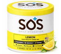 SOS Hydrating Electrolyte Powder (Lemon Flavour - Bulk 31 Servings) Best Fast Acting, Low Calorie Rehydration Sports Drink