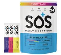SOS Hydration Electrolyte Powder | Variety Pack | 24 Sachets | Lemon Watermelon Berry | Light Flavour | Fast Mix