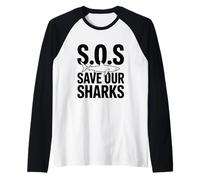 SOS Save Our Sharks Marine Conservation Awareness Raglan Baseball Tee