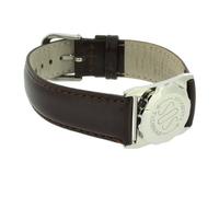 SOS Talisman Watch Style Stainless Steel Capsule Brown Nappa Polished Leather Strap - 18mm Wide