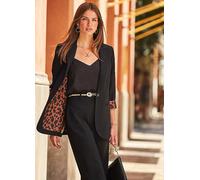 Sosandar Black Leopard Print Lining Blazer Leopard