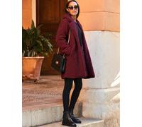 SOSANDAR Borg Funnel Neck Longline Coat Burgundy