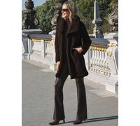 SOSANDAR Borg Funnel Neck Longline Coat Chocolate