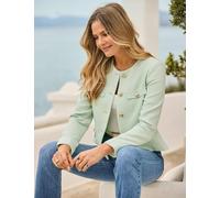 SOSANDAR Boucle Collarless Jacket Green