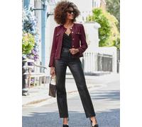 SOSANDAR Boucle Textured Collarless Jacket Burgundy