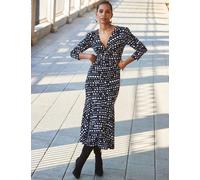 Sosandar female Abstract Print Twist Front Ruched Dress - 10 - Black Mix, Black Mix