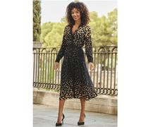 Sosandar Geo Spot Print Shirt Dress BLACK SIZE 10