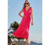 SOSANDAR Metallic Spot Print V-Neck Midaxi Wrap Dress Orange Mix