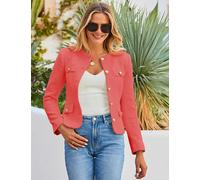 SOSANDAR Textured Collarless Jacket Coral