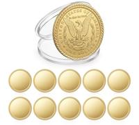 Sosation 10 Pcs Blank Brass Challenge Coin with Acrylic Protection Box, 40mm Laser Engraving Coin for DIY Crafts Birthday Engraving Travel Commemorative Collection Supplies