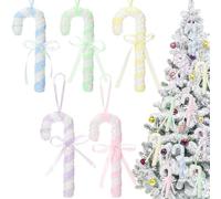 Sosation 10 Pcs Candy Christmas Tree Ornaments 2025 Pastel Christmas Tree Decoration 5.9 Inch Candy Cane Ornaments Pastel Color Dessert Pendant Decoration Hanging Crafts for Home Xmas Party Decor