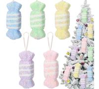 Sosation 10 Pcs Candy Christmas Tree Ornaments 2025 Pastel Christmas Tree Decoration 5.9 Inch Candy Ornaments Pastel Color Dessert Pendant Decoration Hanging Crafts for Home Xmas Party Decor