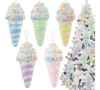 Sosation 10 Pcs Candy Christmas Tree Ornaments 2025 Pastel Christmas Tree Decoration 5.9 Inch Ice Cream Ornaments Pastel Color Dessert Pendant Decoration Hanging Crafts for Home Xmas Party Decor