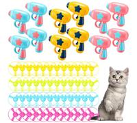 Sosation 12 Pcs Cat Fetch Disc Launcher Toy with 48 Flying Propellers | Cat Playing Toys, Colorful Flying Propellers, Tracking Spinning Top Interactive Toys, for Kitten Chasing Training Hunting