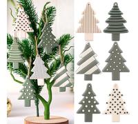 Sosation 24 Pcs Neutral Christmas Tree Ornaments 3.15 inch Sage Green Hanging Decorations Modern Silicone Christmas Ornaments with Ropes for Xmas Tree Winter Crafts