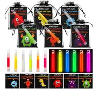 Sosation 24 Set A Little Light To Glow Your Night Halloween Party Favors Include Multi Color Ultra Bright Glow Sticks with Monster Card Halloween Decor For Party Supplies Sunday School