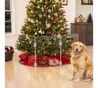 Sosation 3 Panel Clear Acrylic Dog Gates Christmas Tree Protections, Bone | 59''w x 23.62''h Transparent Gates, Foldable Pet Barrier Gates, Dogs Puppy Cat Fence Small Pets Xmas Holiday Indoor Play