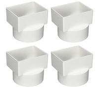 Sosation 4 Pcs 3"x4"x4" PVC Offset Downspout Drainage Adapter, Connects 3" X4" Downspout to 4" Round Sewer and Drain Pipe, Hub/spigot End, Universal Design to Fit All Types of 4" Round Drain Pipe Tile