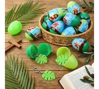 Sosation 48 Pcs/24 Set Prefilled Religious Easter Eggs with Holy Week Sunday Palm Leaf Keychain He Is Risen Eggs with Wrapper Easter Basket Stuffers for Sunday Church Holy Week Party Favors
