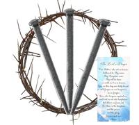 Sosation 5 Pieces Crown of Thorns Set Include 1 PC Christian Jesus 8 in Crown of Thorn and 3 Pcs Crucifixion Nails with Prayer Request Card for Easter Jesus Christ Decor